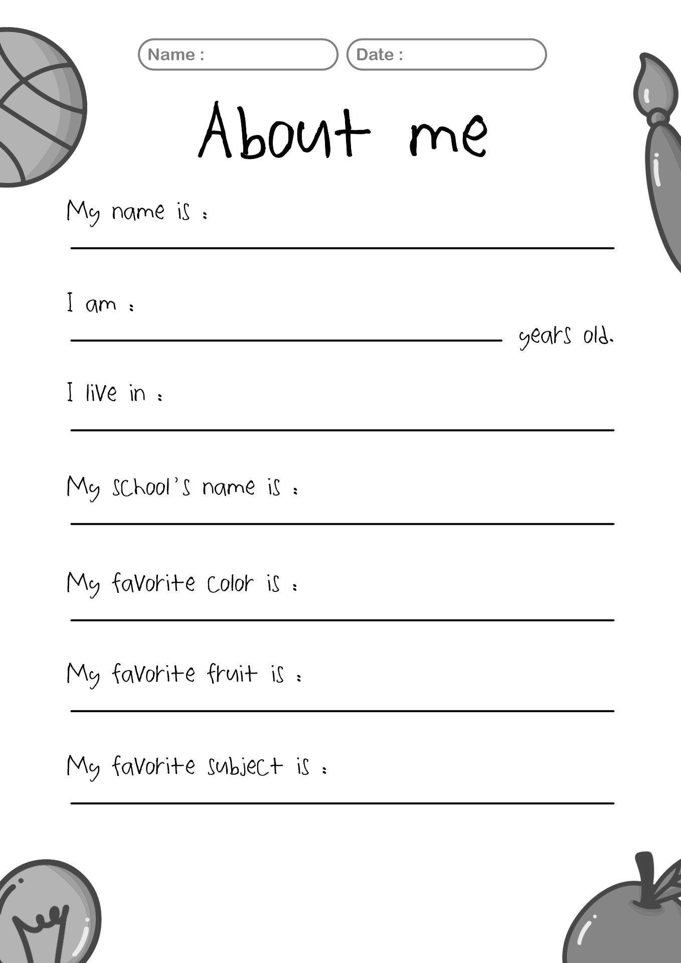 Who Am I printable Worksheet for Kindergarten