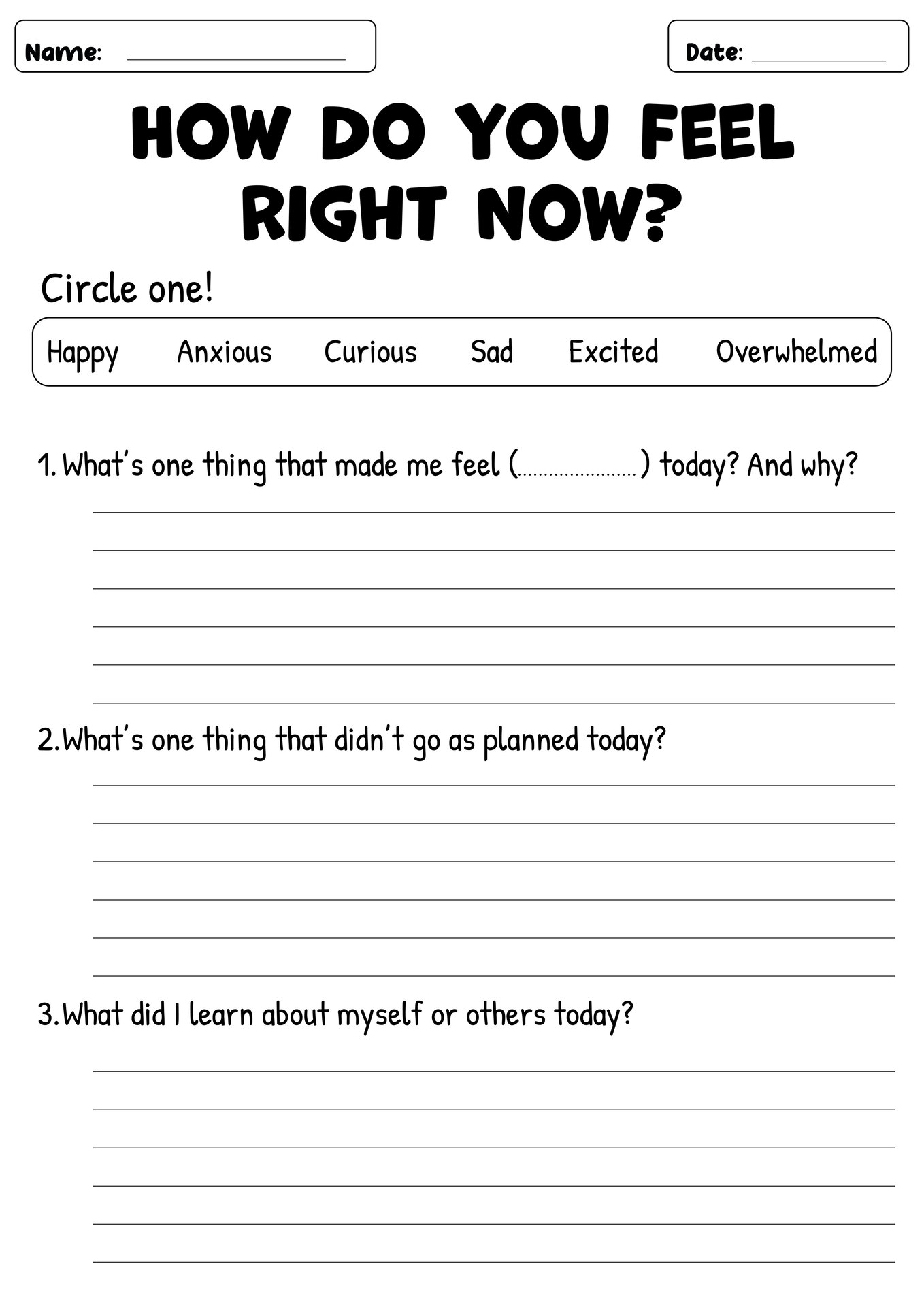 Who AM I Reflection Worksheet for Teens