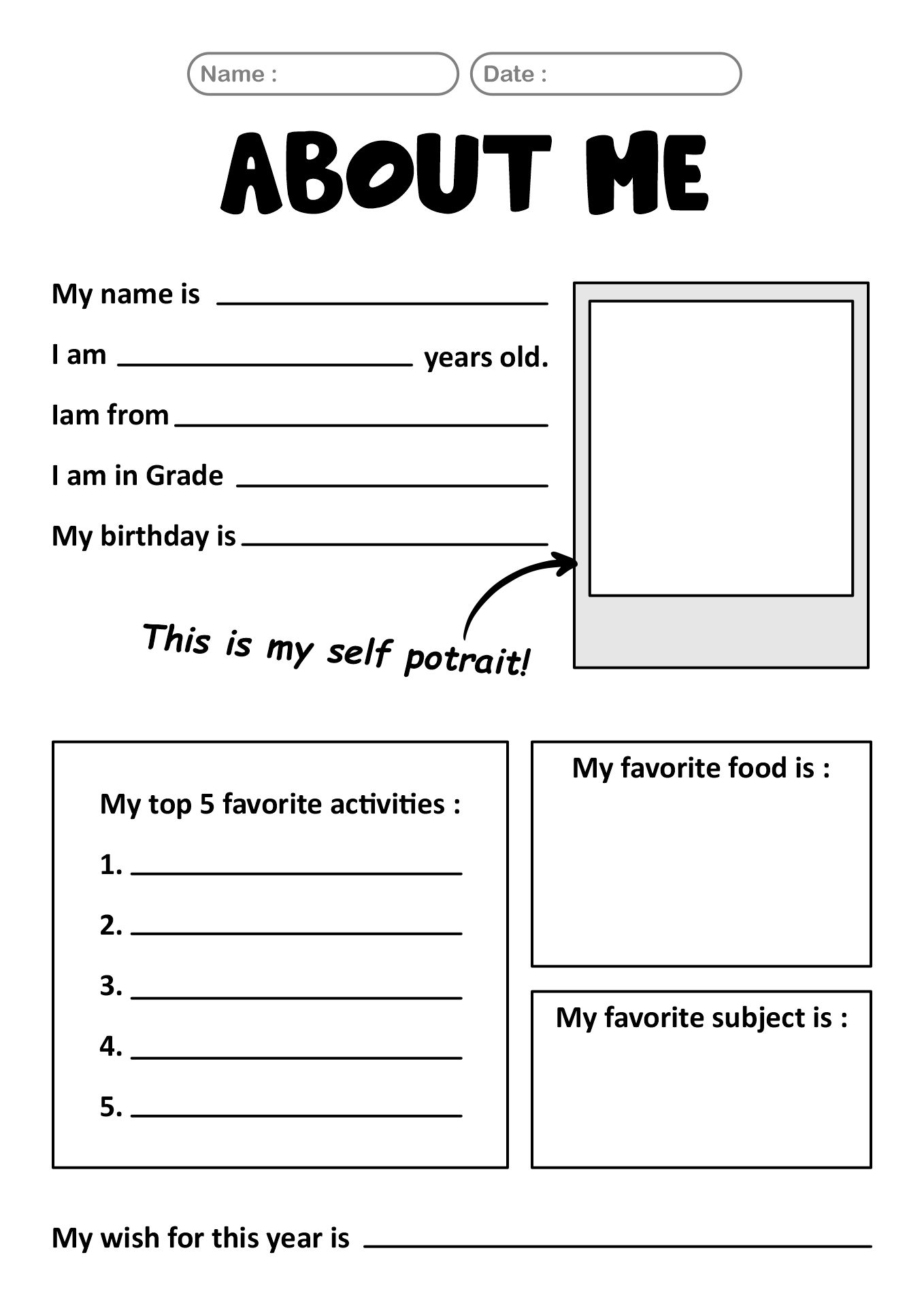 Who Am I Worksheet for Kids