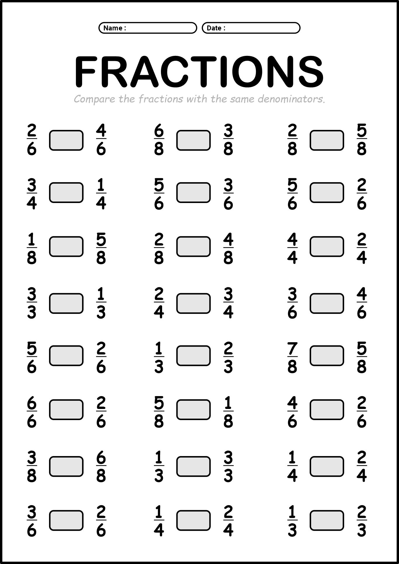 3rd Grade Fractions Worksheets