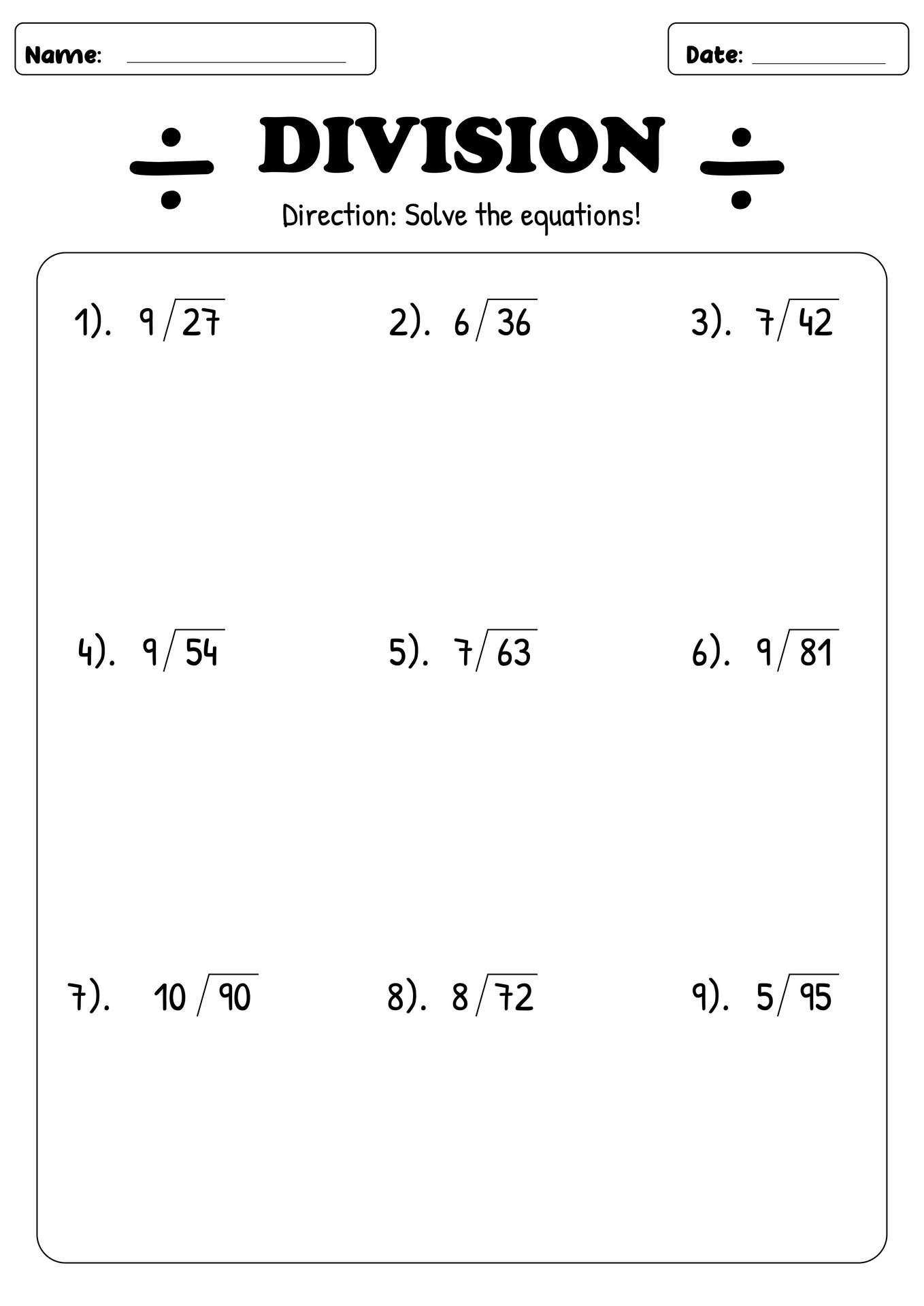 Advanced Division Worksheets for Fourth Graders