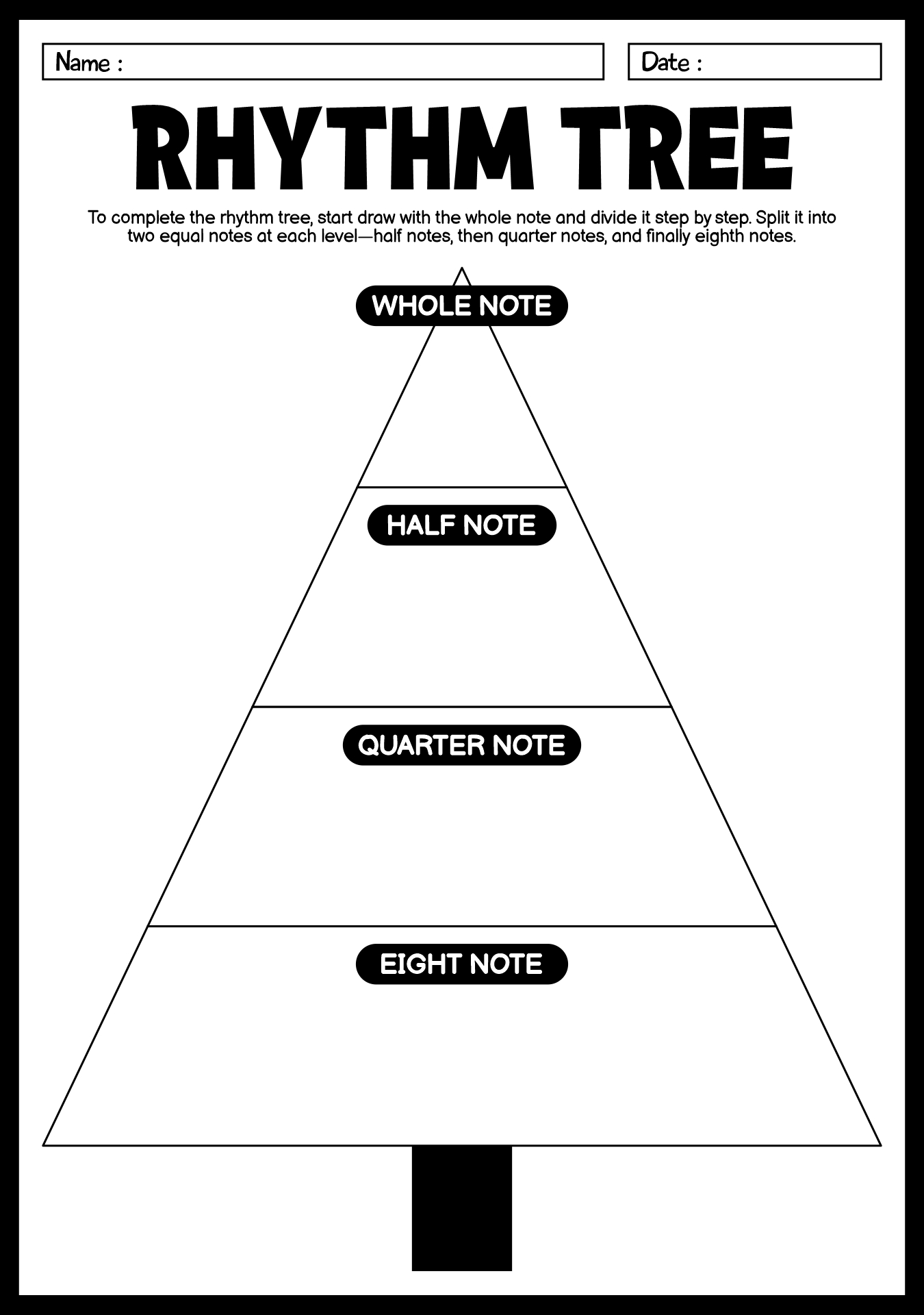 Basic Rhythm Tree Learning Worksheet