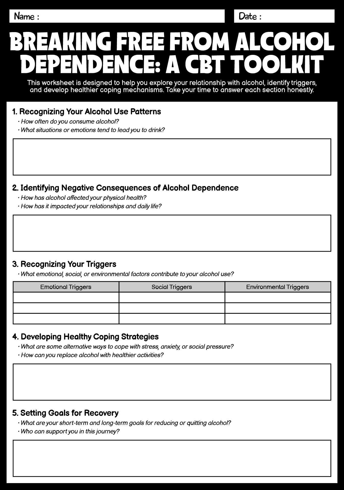 CBT Tools for Alcohol Dependence