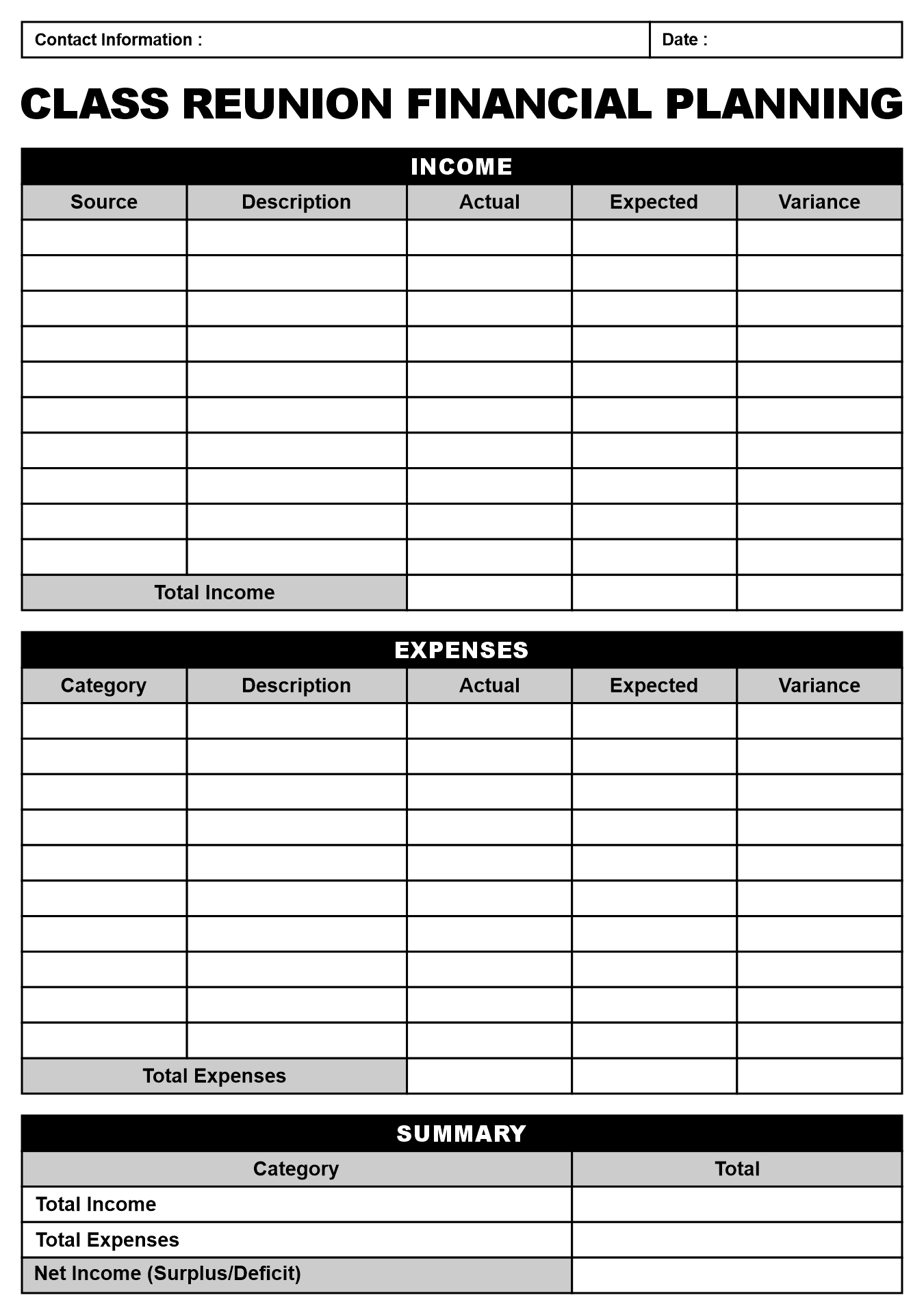 Class Reunion Financial Planning Tool