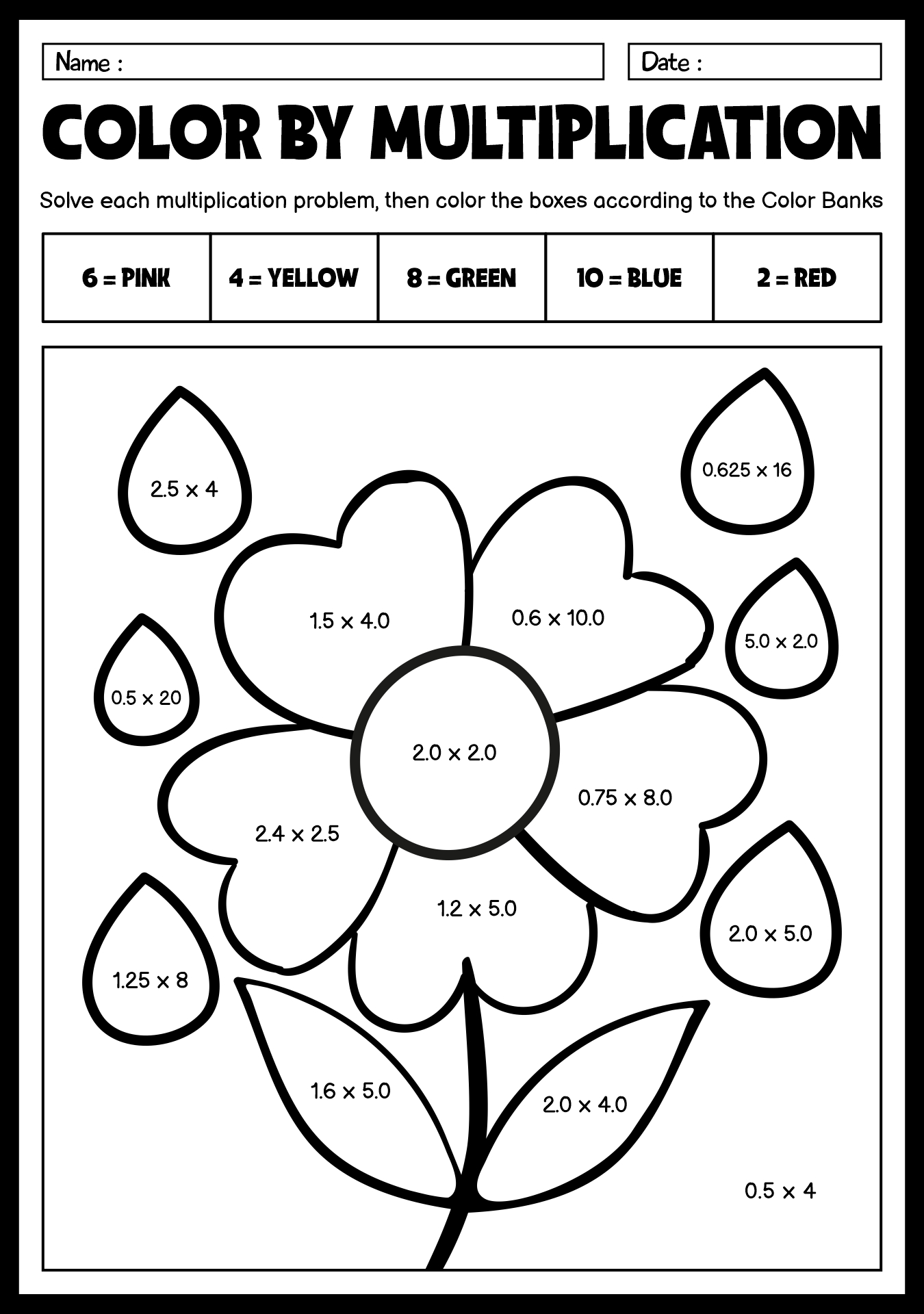 Decimal Coloring Activities for Grade 7 Math