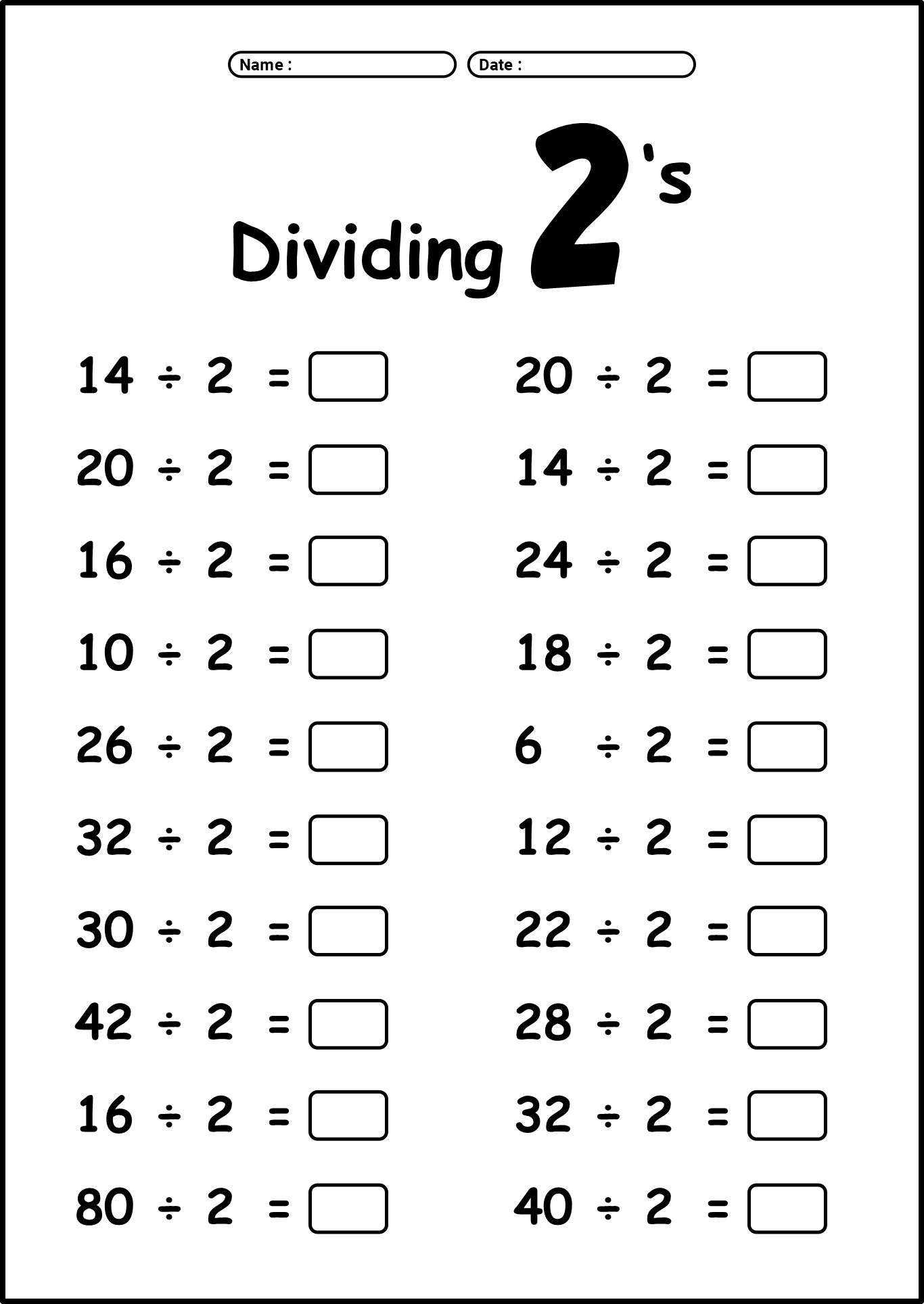 Division Worksheets for 3rd Graders