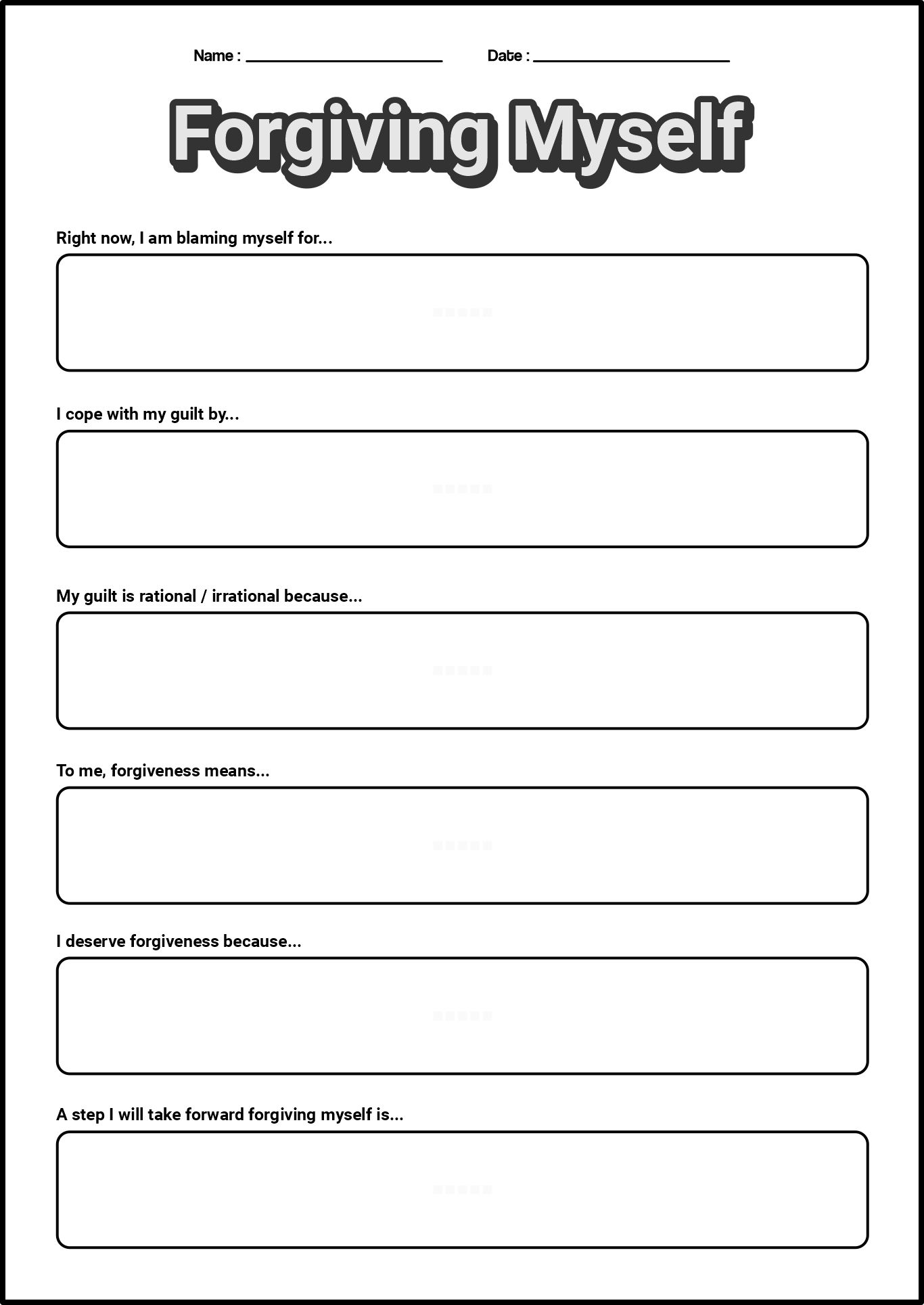 Exploring Truthfulness in Healing Worksheet