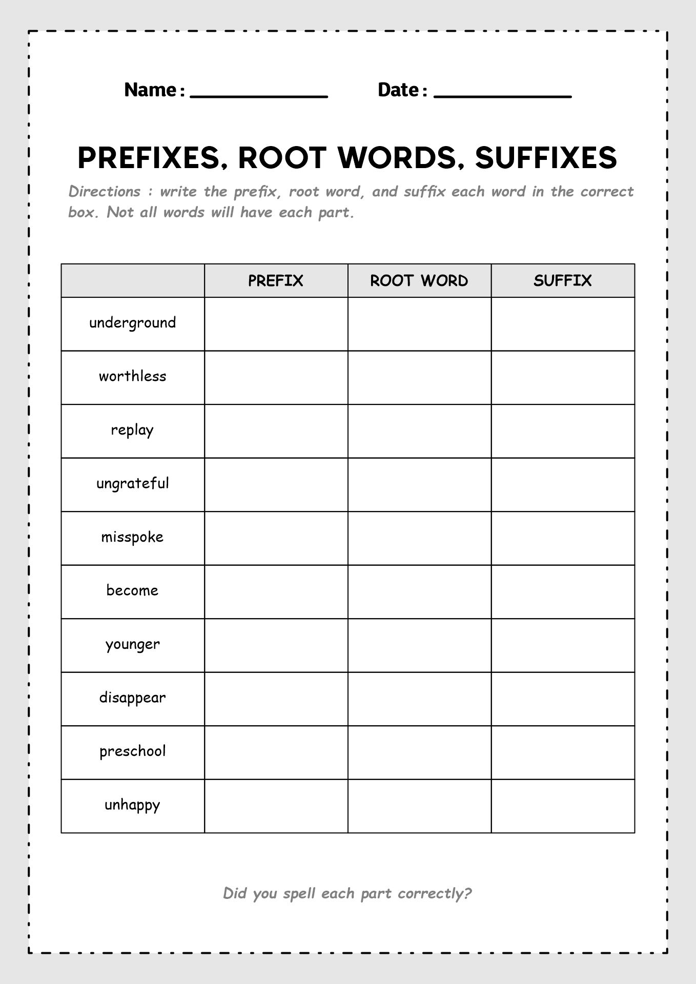 Fun Prefixes and Suffixes Worksheets for 4th Graders