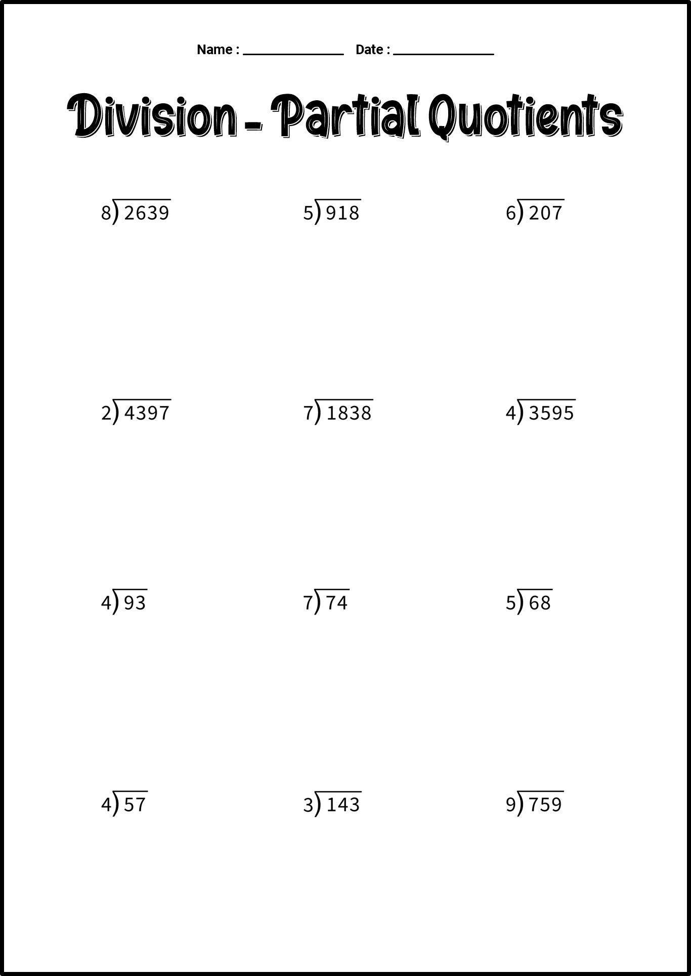 Grade 4 Challenging Division Practice Worksheets