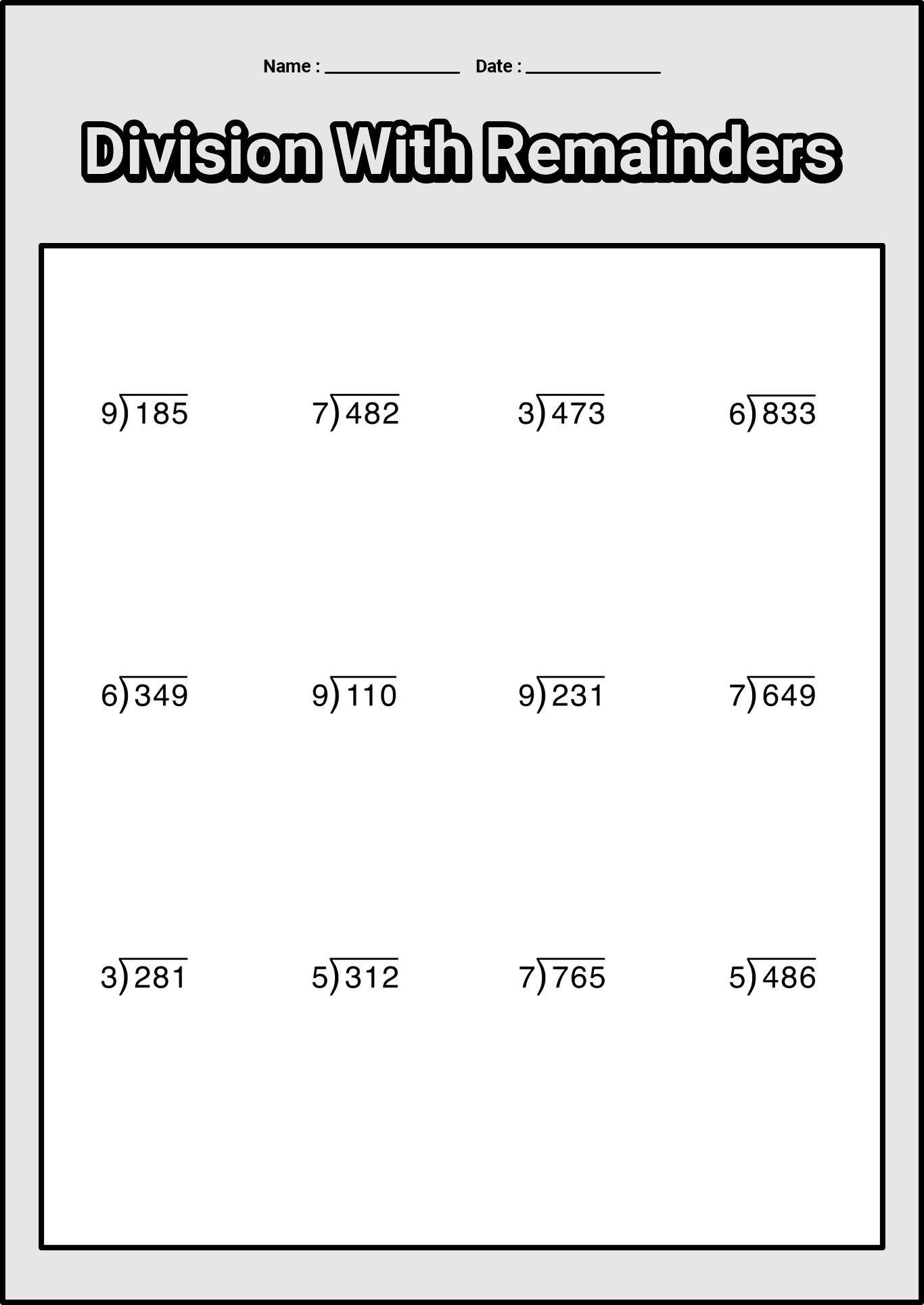 Hard Division Activities for Fourth Graders