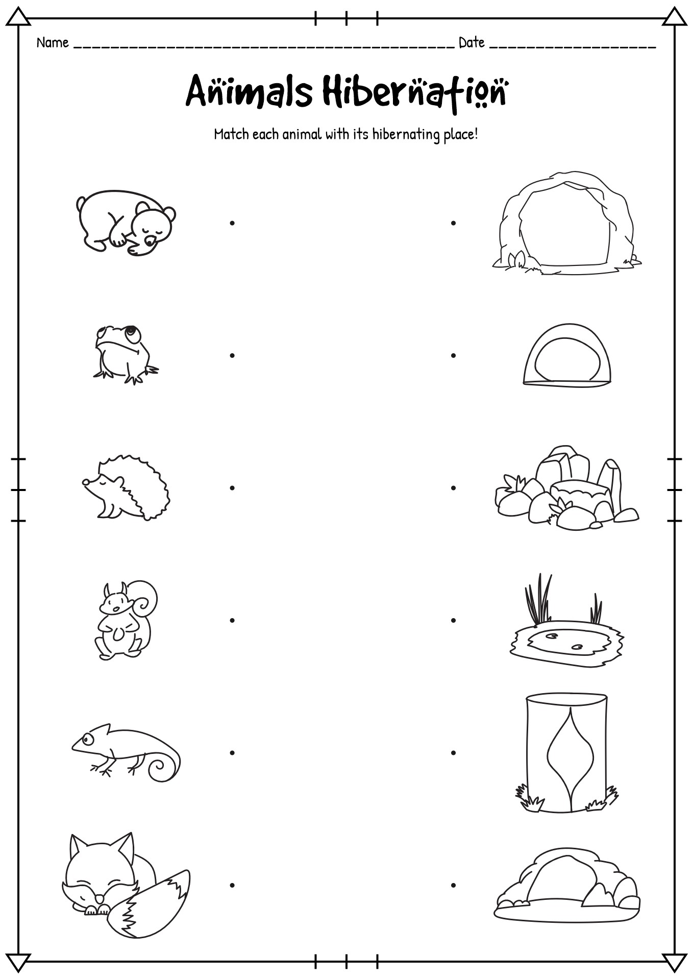 Hibernation Activity Sheets for Preschoolers