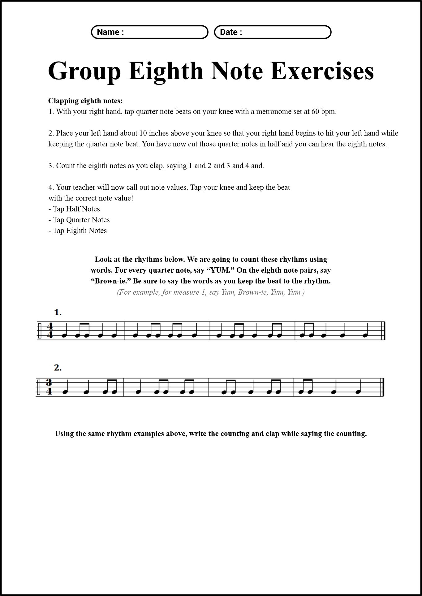 Interactive Rhythm Tree Activity Sheet