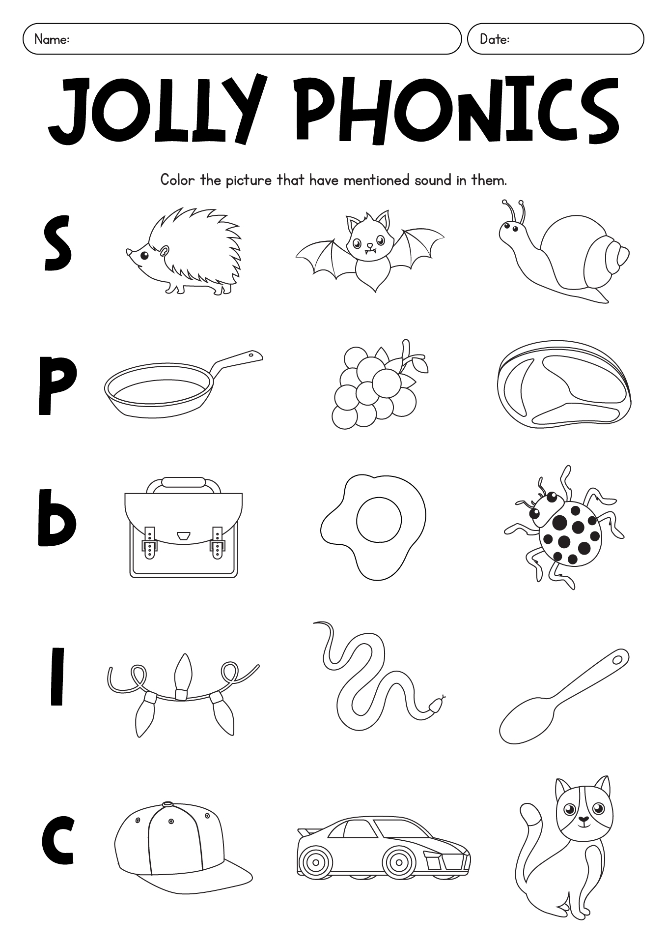 Jolly Phonics Initial Sounds Worksheets