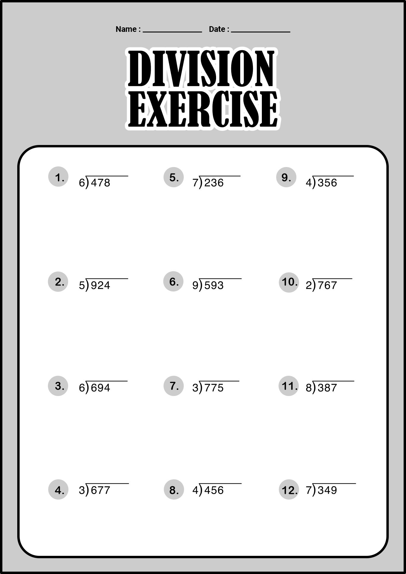 Multi-digit Division Worksheets Grade 4