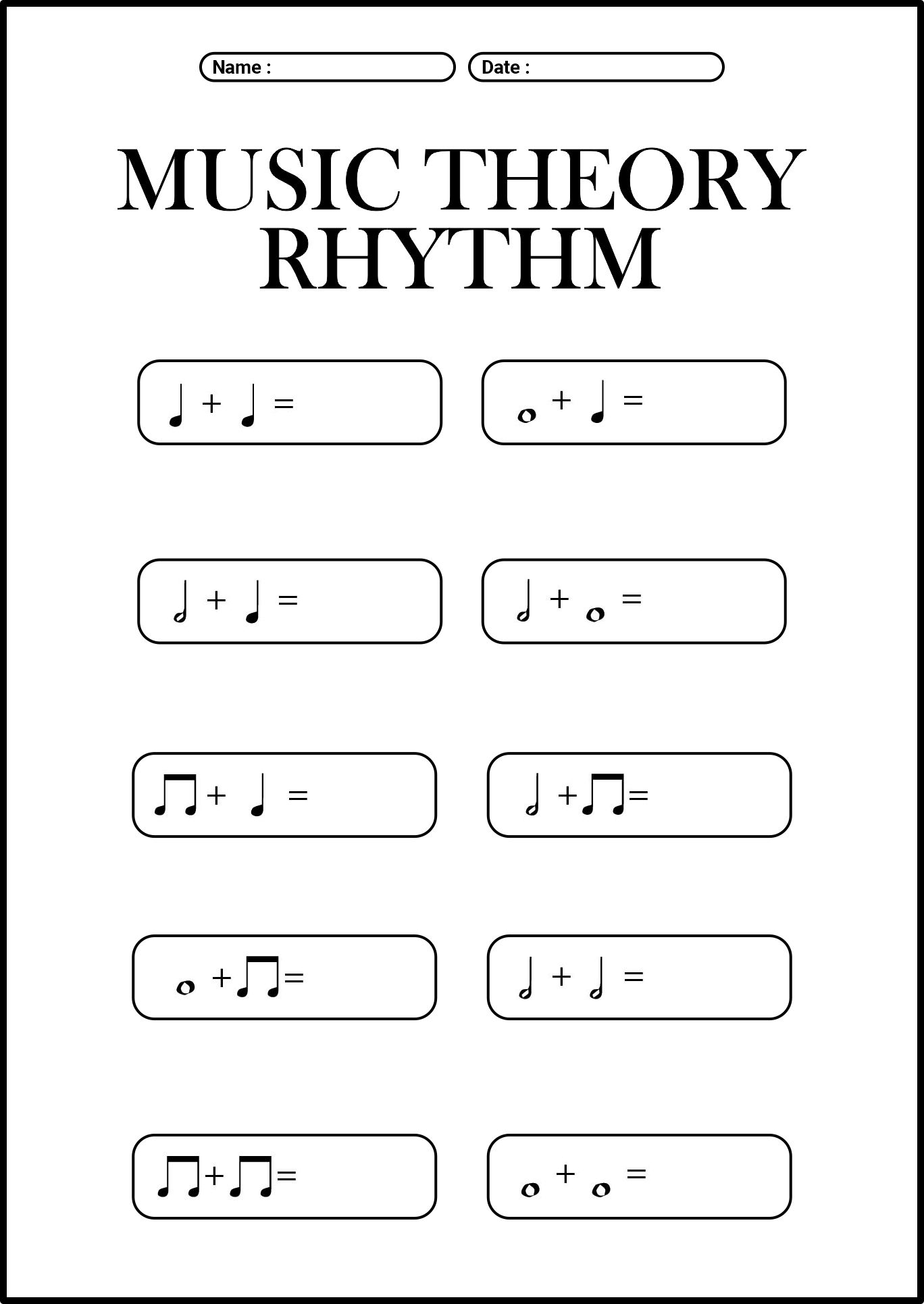 Music Theory Rhythm Tree Worksheet