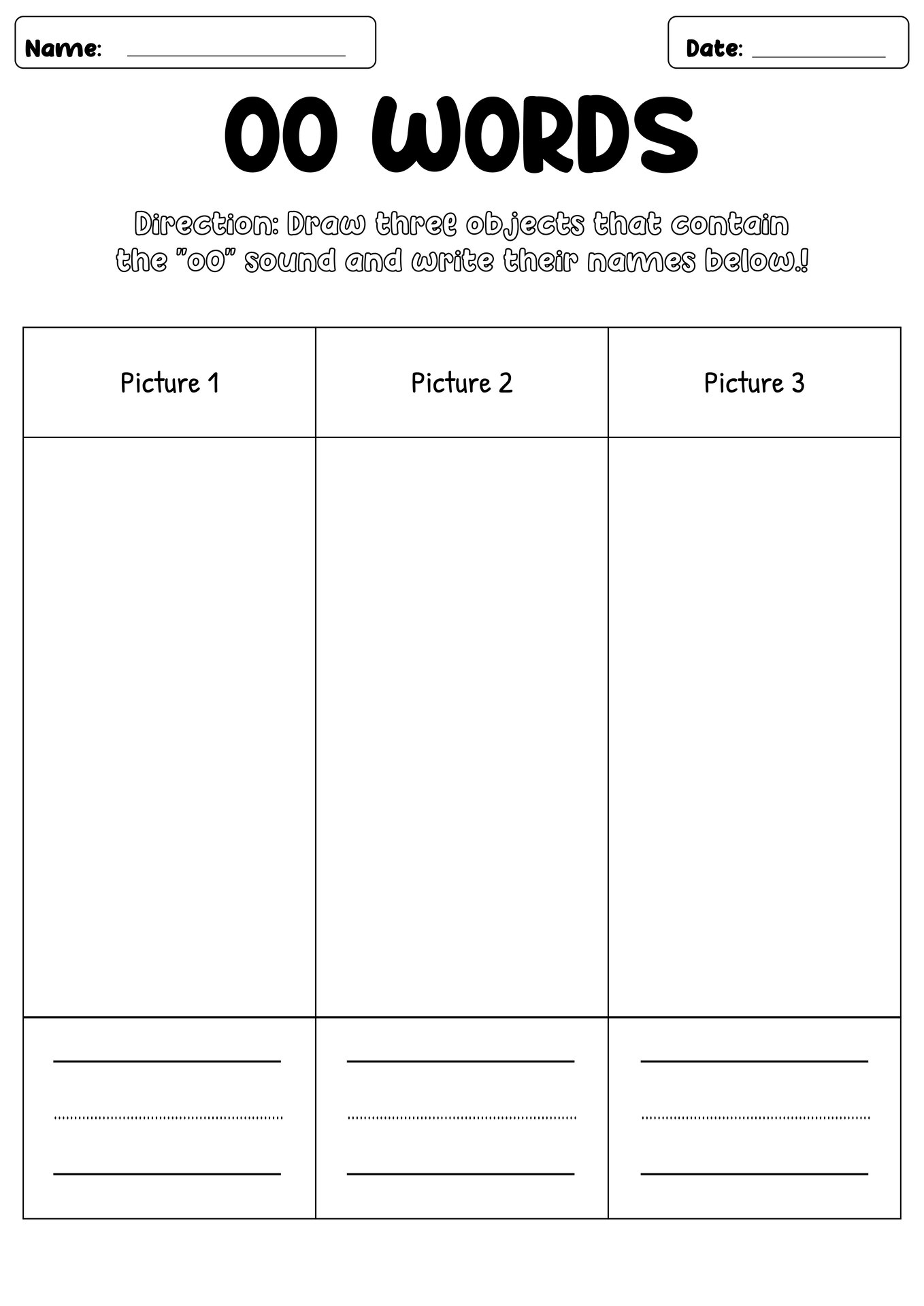 Oo Phonics Blend Practice Worksheet