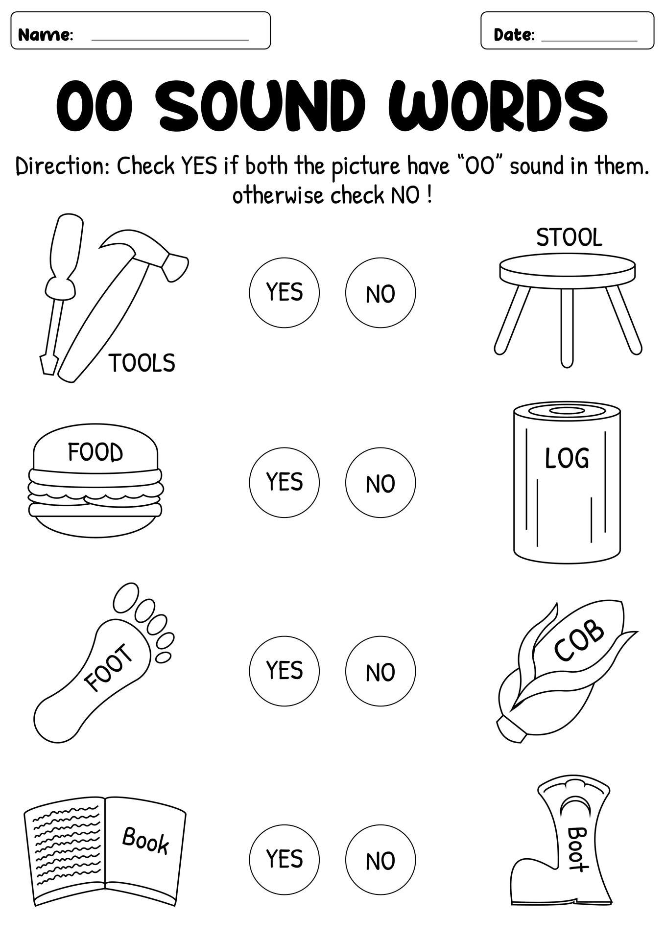 Oo Phonics Sound Learning Sheet