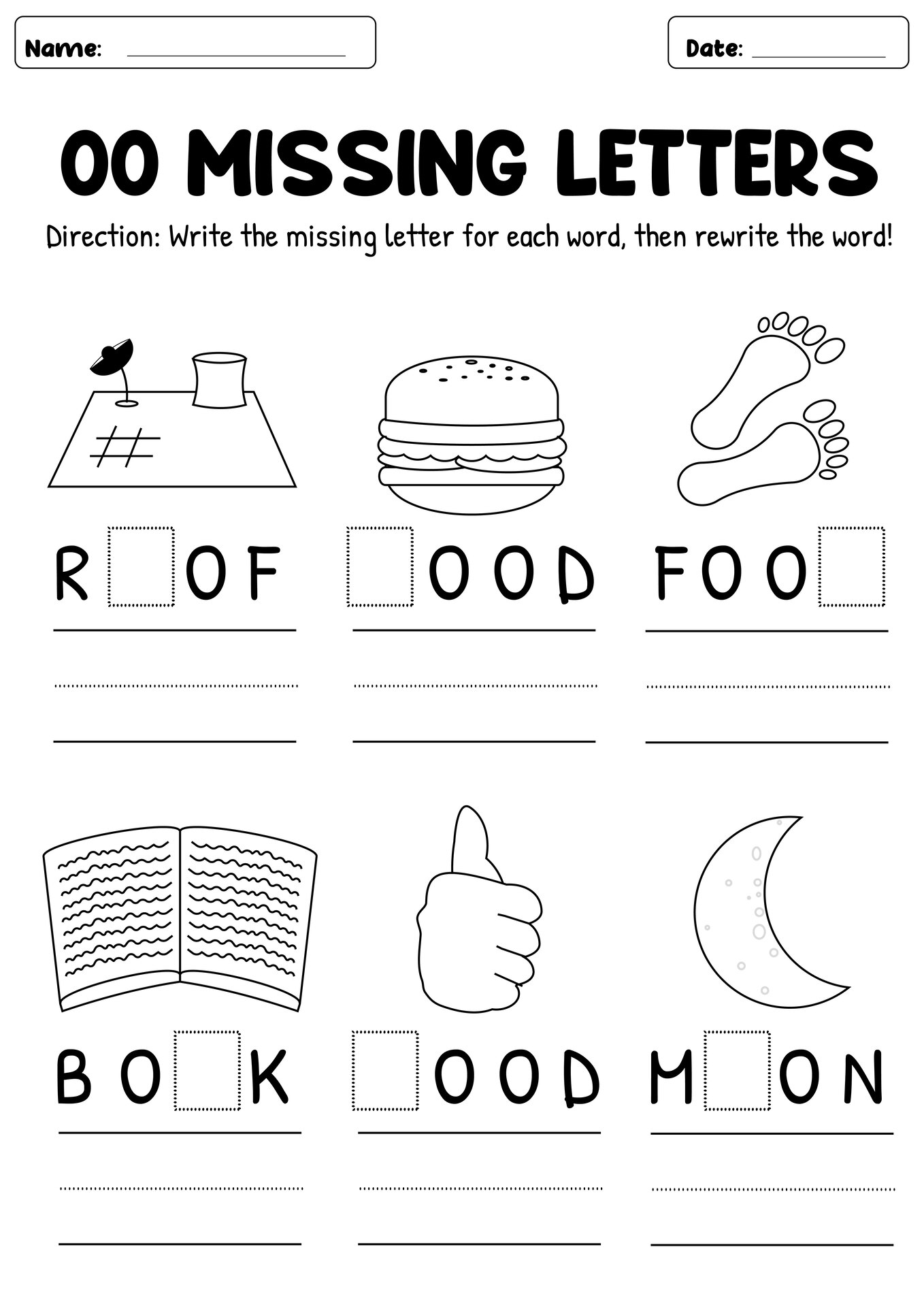 Phonics Oo Words Identification Worksheet