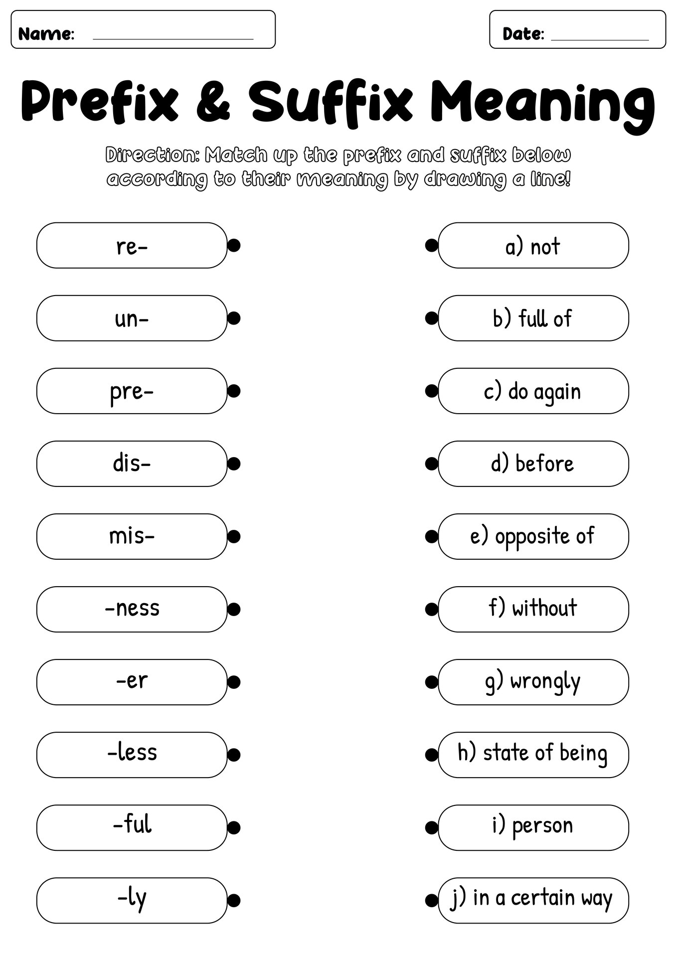 Prefixes and Suffixes Homework Worksheets 4th Grade