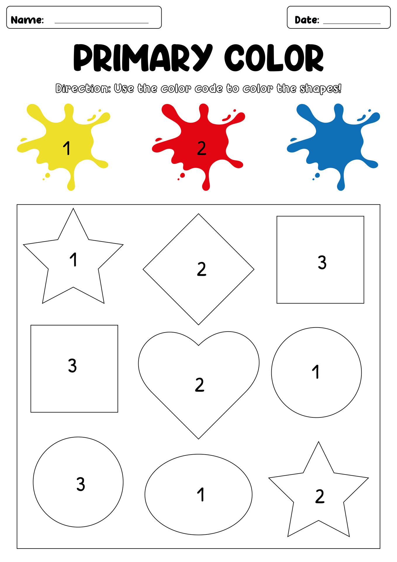 Primary Colors Practice Worksheet Grade 1