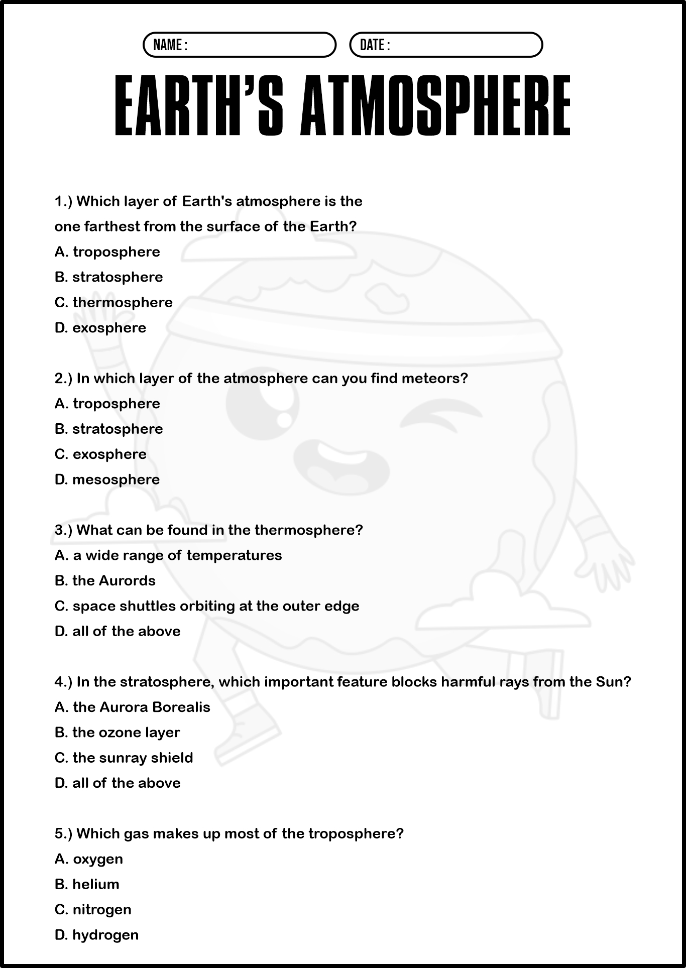 Printable Earth Science Worksheets for 8th Grade Homeschoolers