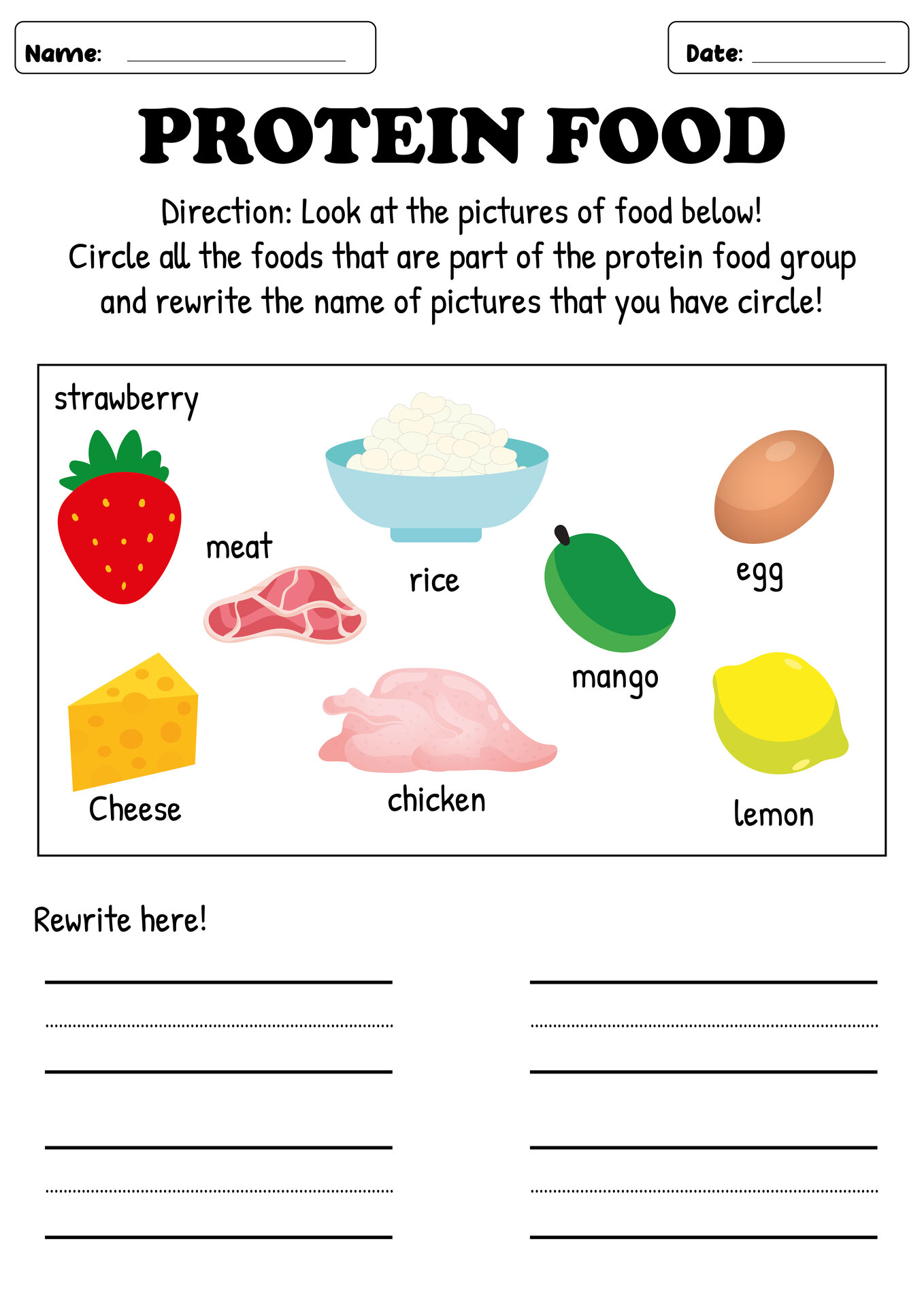 Printable Protein Group Activities for Kids