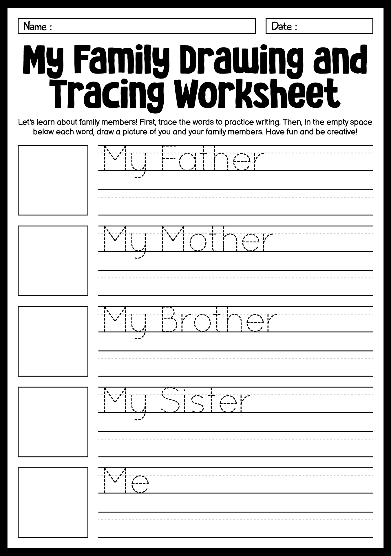 Printable Worksheets on Family Members