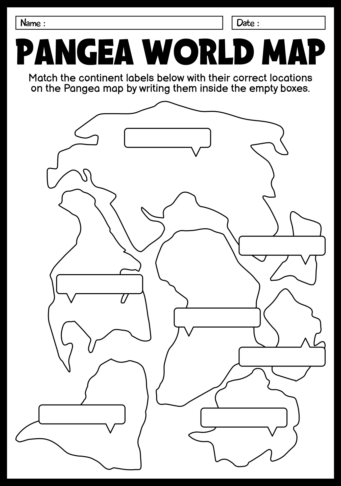 Puzzle of Pangea Worksheet