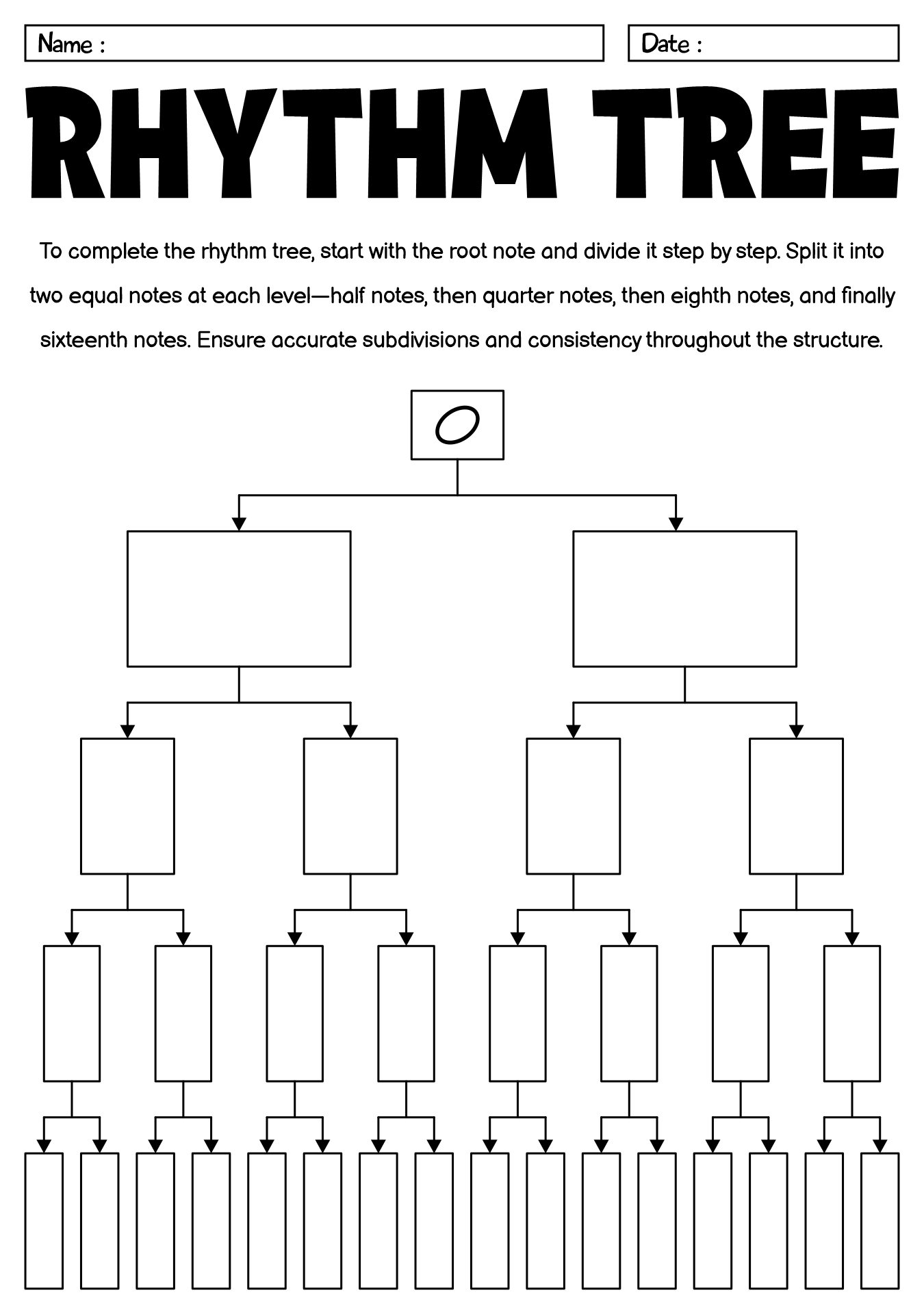 Rhythm Tree Music Worksheet for Beginners