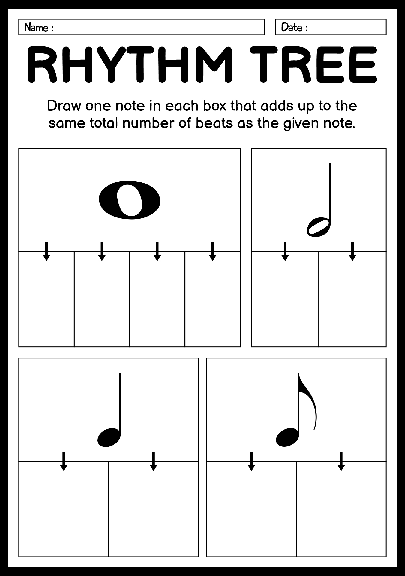 Rhythm Tree Structure Practice Worksheet