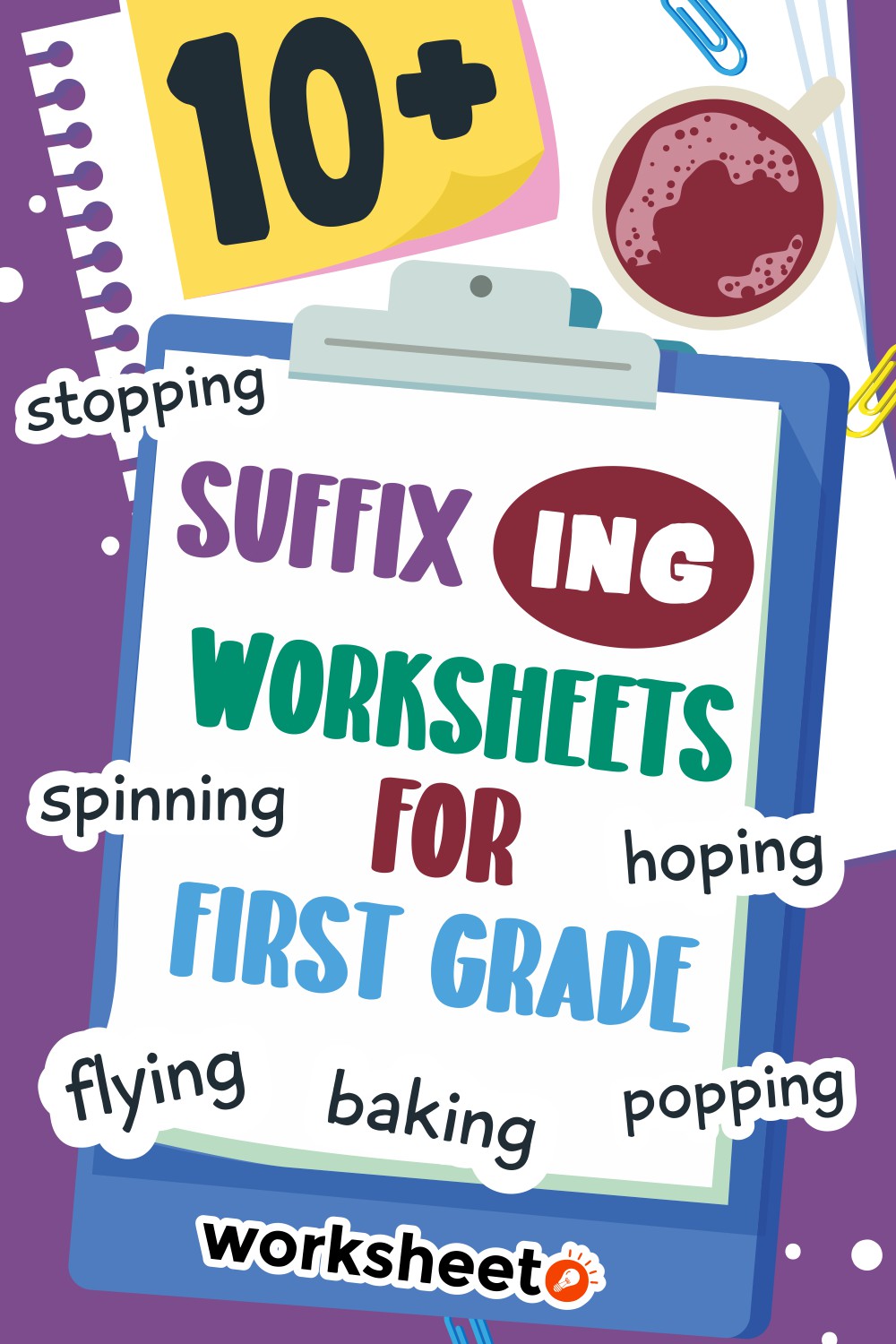 Suffix ING Worksheets for First Grade
