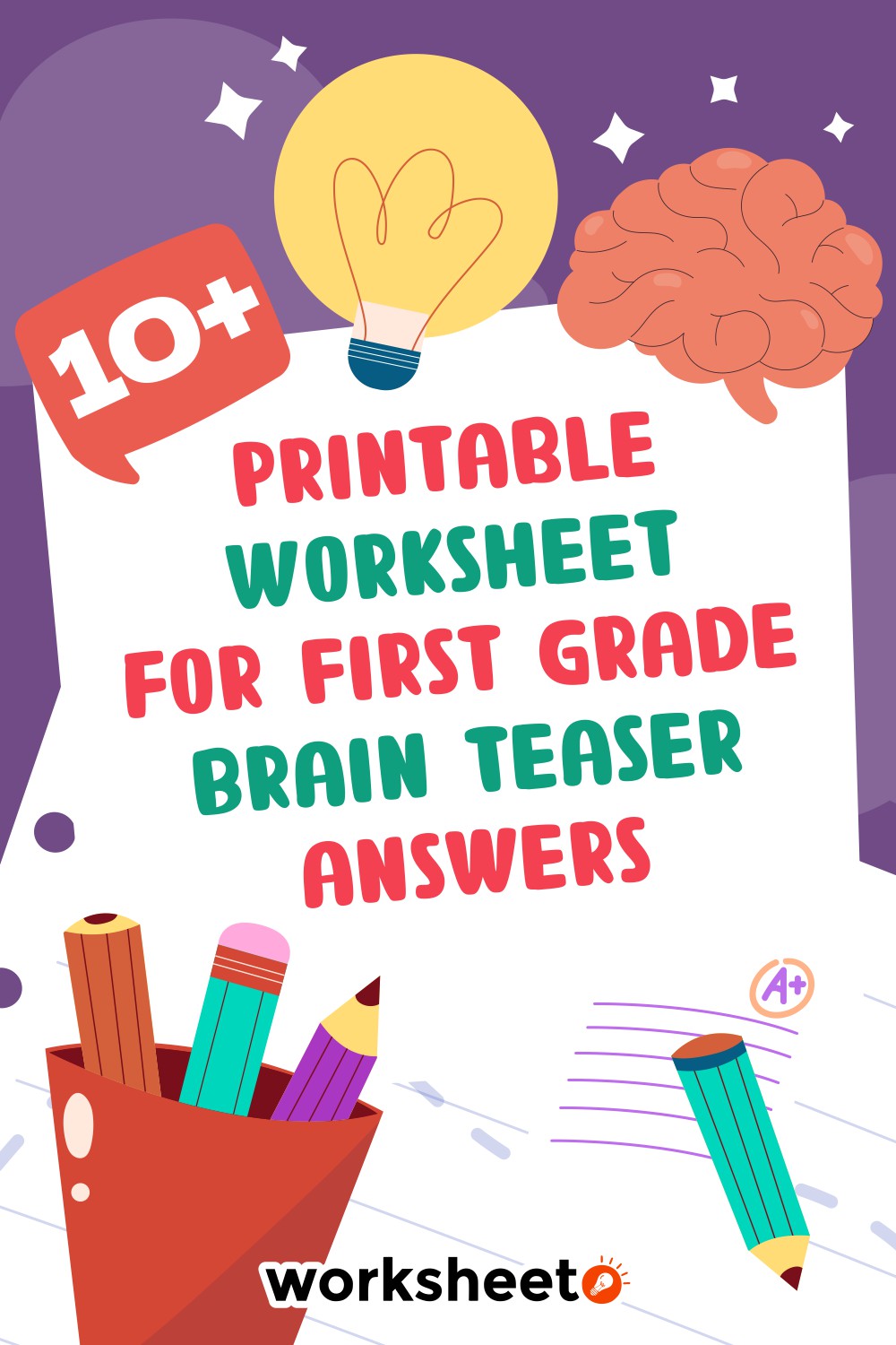 Printable Worksheet for First Grade Brain Teaser Answers