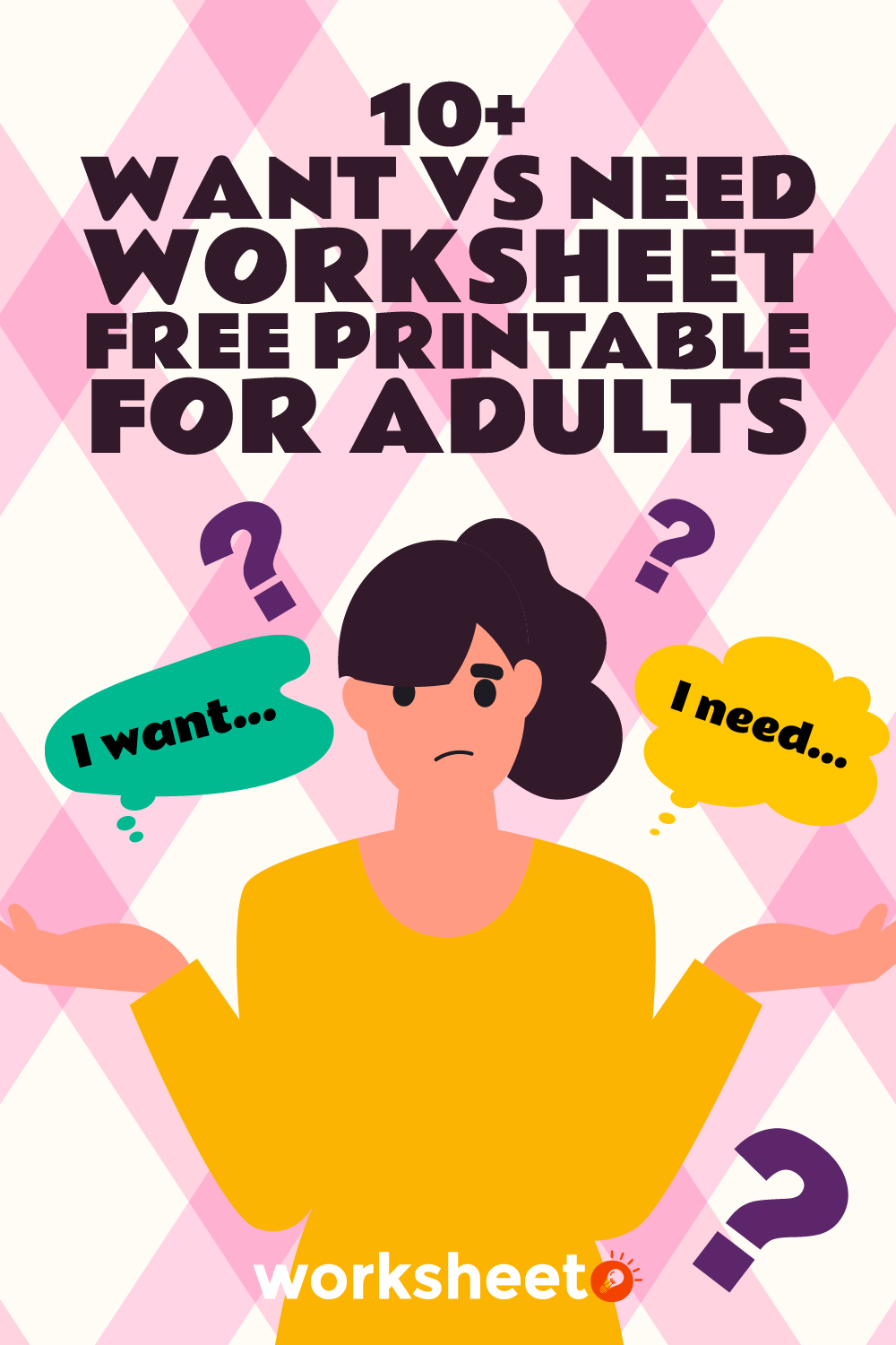 Want vs Need Worksheet Free Printable for Adults